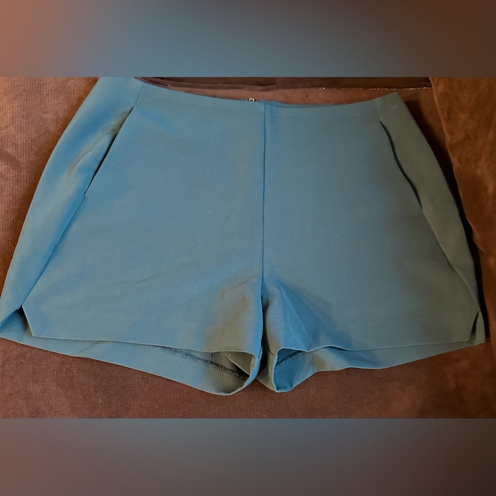 Grace Willow Pretty Strong Green Shorts W Gold Zipper In Back With Pocke…